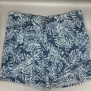 LANE BRYANT Blue Stretch Denim Palm‎ Print Casual Shorts Size 22